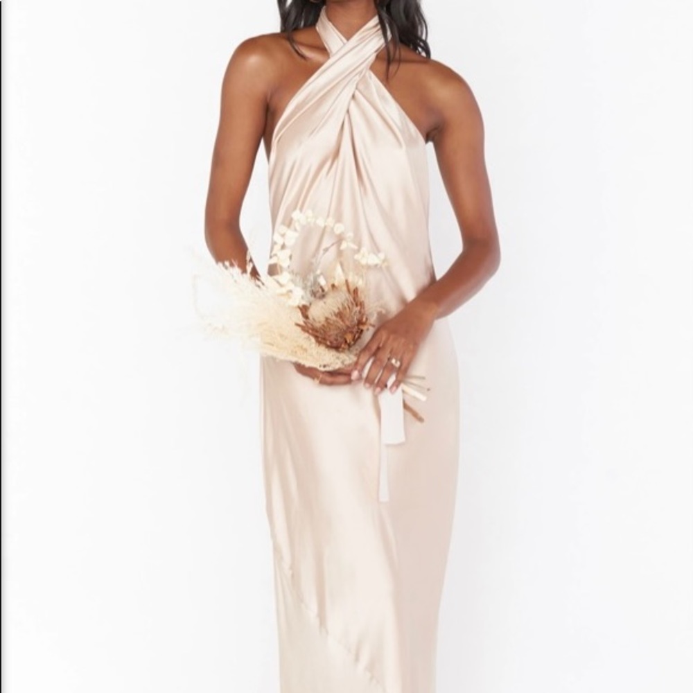 SHOW ME YOUR MUMU- JASMINE HALTER MAXI DRESS IN CHAMPAGNE